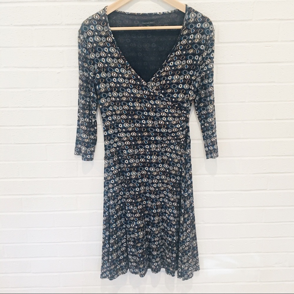 Garnet Hill Faux Wrap 3/4 Sleeve Dress XS